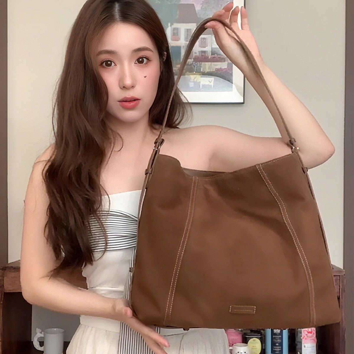 Large Capacity Simple Soft Suede Messenger Bag – High-grade Leather Bucket Shoulder Bag for Daily Use