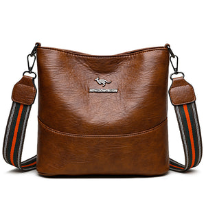 European American Simple Versatile Bucket Bag – Soft PU Leather Shoulder Handbag for Women