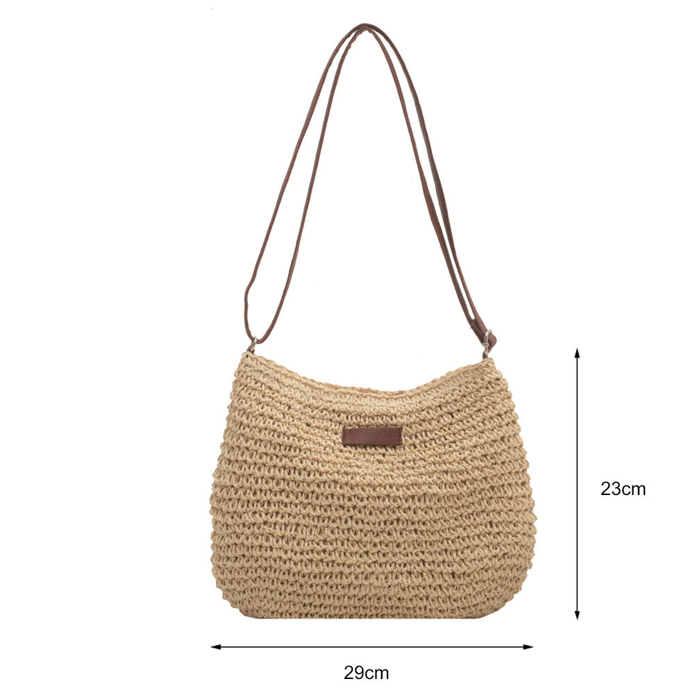 Niche Design Vacation Straw Tote Bag – Women’s Woven Handbag for Beach, Travel, and Summer Outings