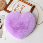 Love Heart Plush Chain Shoulder Bag for Women – Cute Valentine’s Day Party Purse