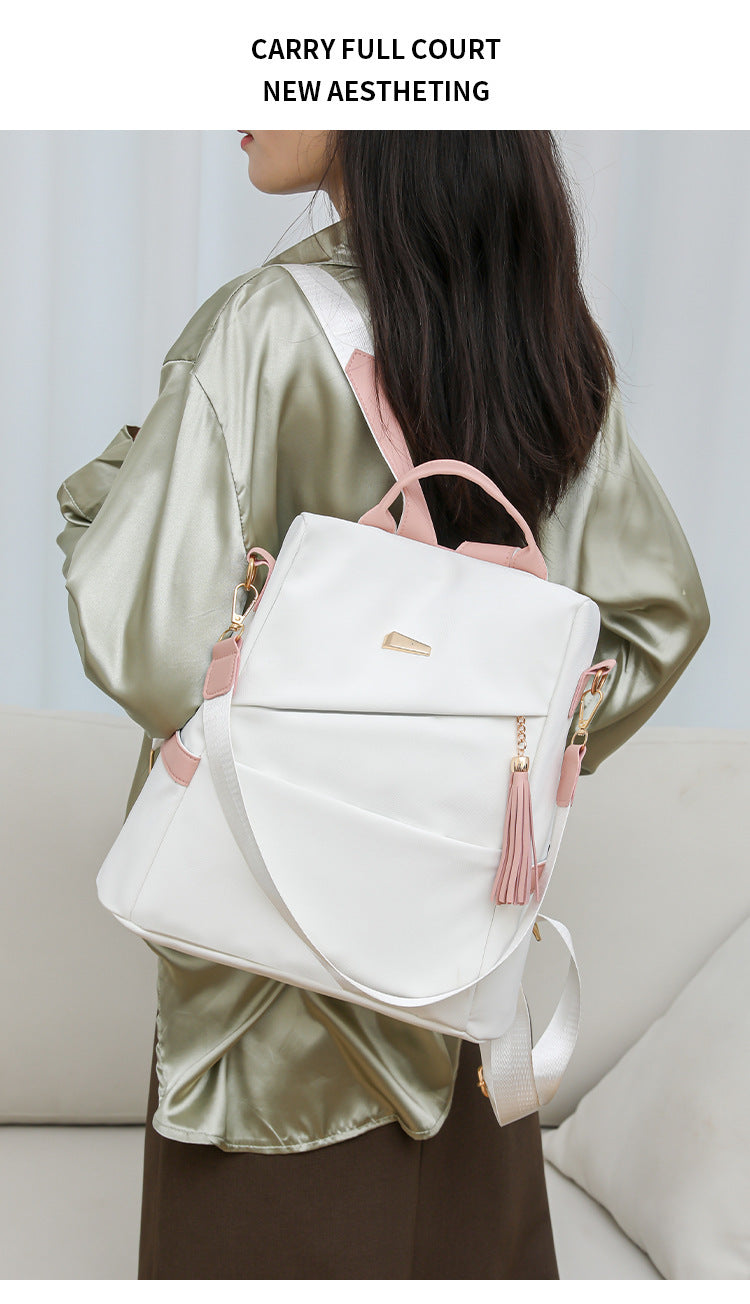 Women’s Oxford Cloth Backpack – Stylish Anti-Theft PU Travel Bag, Casual Double Shoulder Schoolbag for Girls