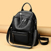 Women’s Genuine Cowhide Leather Backpack – Large Capacity Travel Schoolbag with Rivets, Stylish College Design