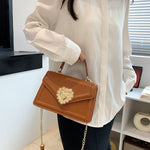 Fashion Portable Small Square Bag – Genuine Leather Flip Double Compartment Shoulder Crossbody Bag