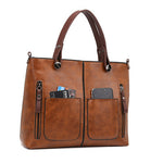 Women’s Large-Capacity Retro Tote Bag – Simple PU Crossbody Handbag for Work, Travel, and Daily Use