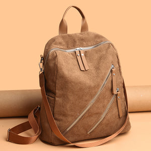 Simple Street Trendy Women’s Backpack – Large Capacity Corduroy Casual Bag for Daily, School & Travel Use
