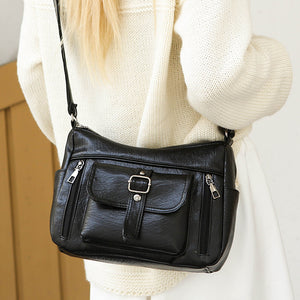 Retro Soft Leather Shoulder Messenger Bag – Large Capacity PU Crossbody Tote for Women