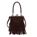 Tassel Retro Rivet Shoulder Messenger Bag for Women – Soft PU Leather Crossbody Handbag