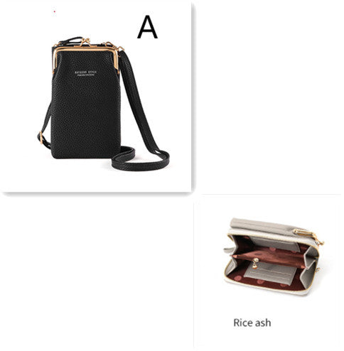 Fashion Lychee Pattern Crossbody Bag - Solid Color PU Leather Diagonal Shoulder Bag