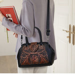 Handmade Carved One-Shoulder Women's Leather Bag – Retro PU Pillow Shape Shoulder Handbag