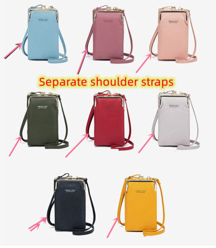 Fashion Lychee Pattern Crossbody Bag - Solid Color PU Leather Diagonal Shoulder Bag