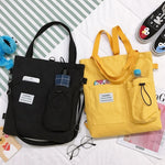Harajuku Canvas Backpack for Women – Korean Style Tote Shoulder Bag with Pockets, Preppy Student Schoolbag