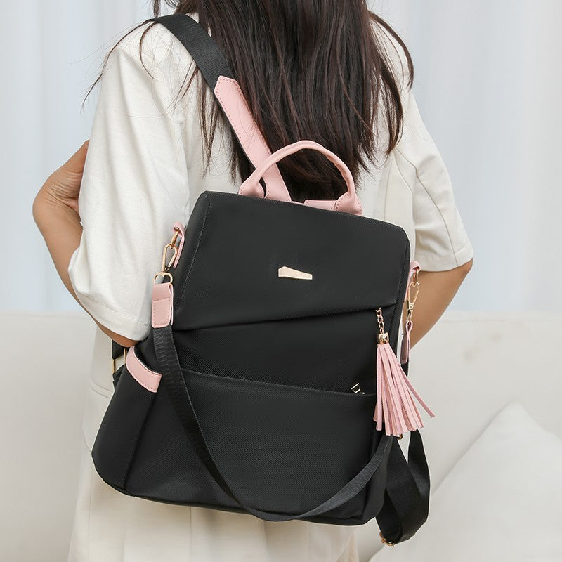 Women’s Oxford Cloth Backpack – Stylish Anti-Theft PU Travel Bag, Casual Double Shoulder Schoolbag for Girls
