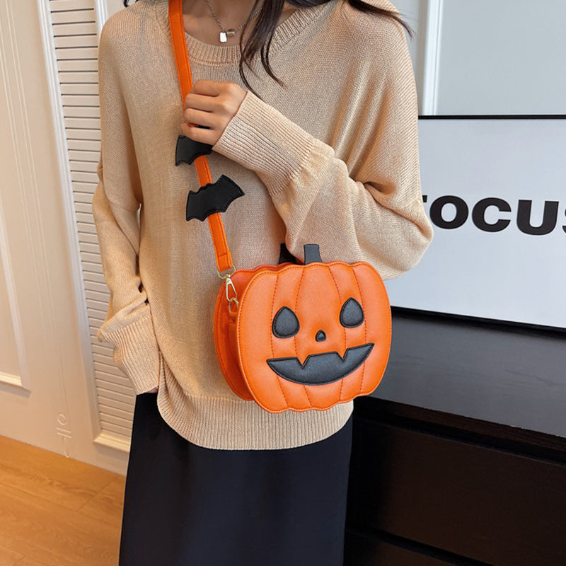 Funny Pumpkin Halloween Crossbody Bag – Cute PU Shoulder Bag for Women
