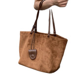 Autumn Winter Retro Suede Shoulder Bag – Large Capacity High-end Women’s Handbag in Elegant Brown