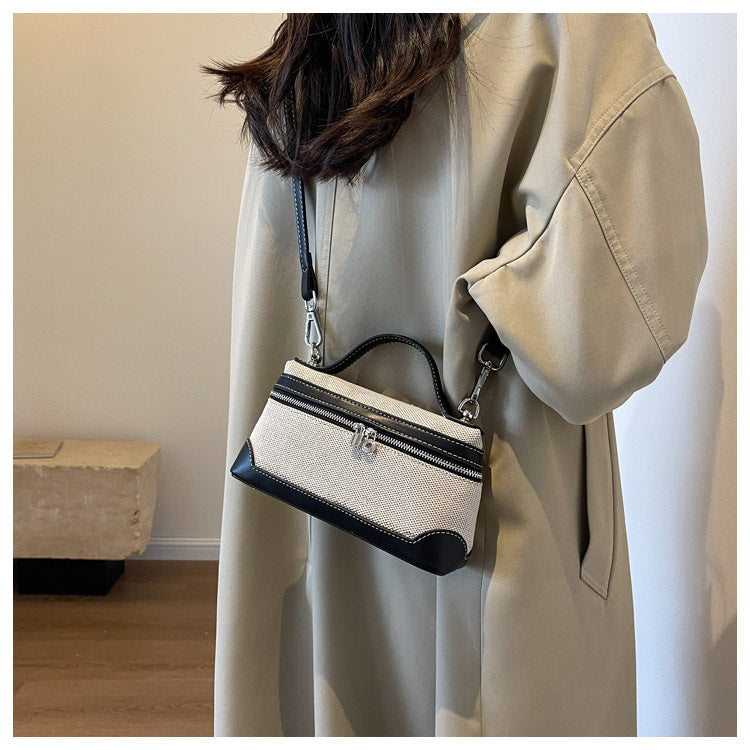 Fashion Small Square Bag for Women – Retro Canvas Shoulder Bag, Portable Casual Handbag for Daily Use