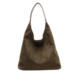 Women’s One-Shoulder Underarm Bag – Large Capacity Suede Tote, Simple Solid Color Casual Commuter Handbag