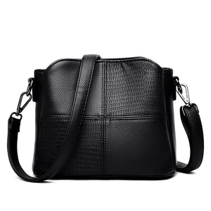 Retro Ladies Small Bucket Bag – Simple Leisure PU Leather Shoulder Bag with Multilayer Storage