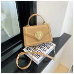 Fashion Portable Small Square Bag – Genuine Leather Flip Double Compartment Shoulder Crossbody Bag