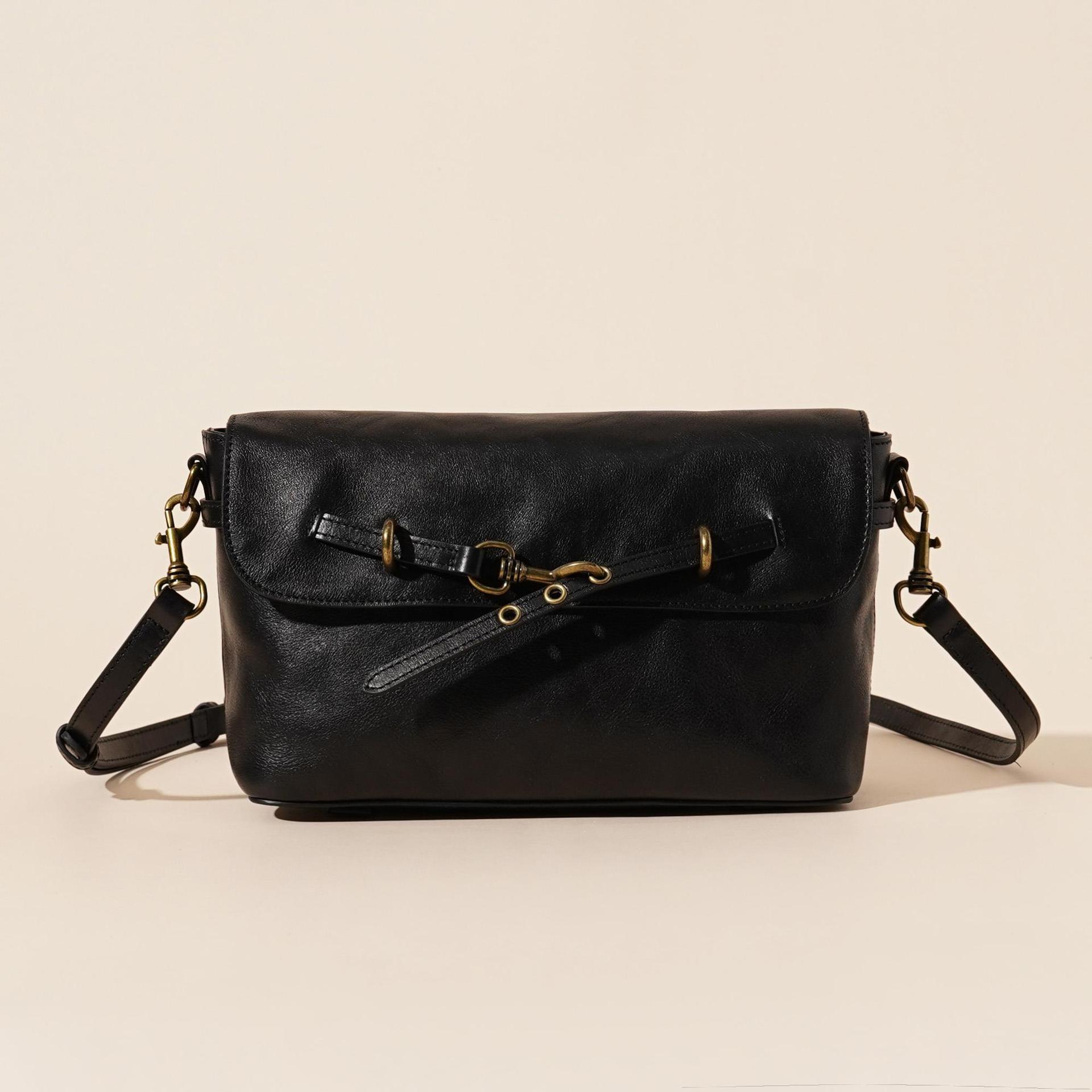 Leather Solid Color Large Capacity Shoulder Crossbody Bag – Genuine Cowhide Soft Everyday Tote