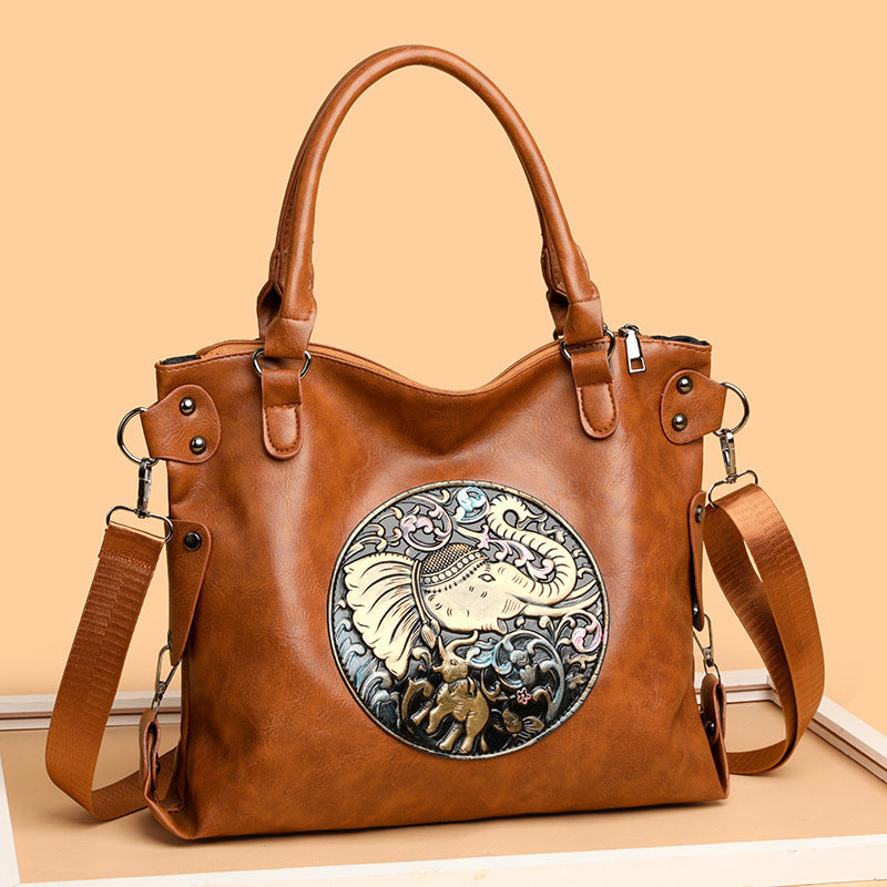 Retro Chinese Style Soft Bread Shoulder Bag – Elegant PU Leather Crossbody in Brown or Black
