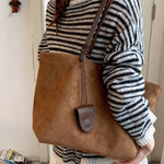 Autumn Winter Retro Suede Shoulder Bag – Large Capacity High-end Women’s Handbag in Elegant Brown