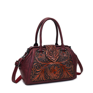 Handmade Carved One-Shoulder Women's Leather Bag – Retro PU Pillow Shape Shoulder Handbag