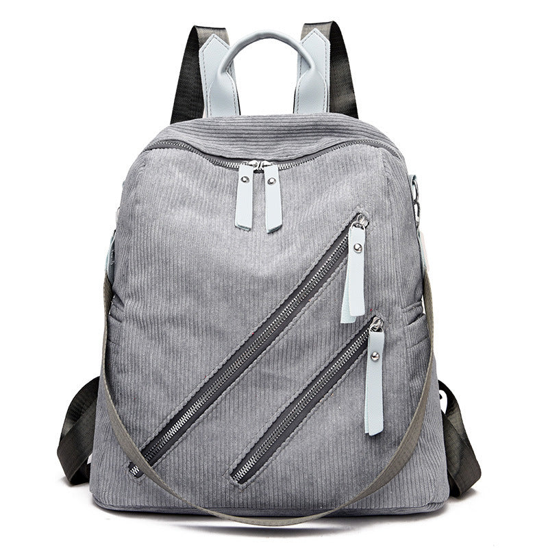 Simple Street Trendy Women’s Backpack – Large Capacity Corduroy Casual Bag for Daily, School & Travel Use