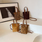 Women's Retro Leopard Print Crossbody Bag – Autumn Winter Suede Shoulder Phone Bag, Stylish PU Handbag