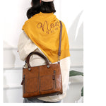 Women’s Large-Capacity Retro Tote Bag – Simple PU Crossbody Handbag for Work, Travel, and Daily Use