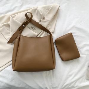 Women’s Large Shoulder Tote Bag – PU Leather Leisure Combination Handbag with Small Pouch, Casual Everyday Bag