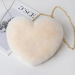 Love Heart Plush Chain Shoulder Bag for Women – Cute Valentine’s Day Party Purse