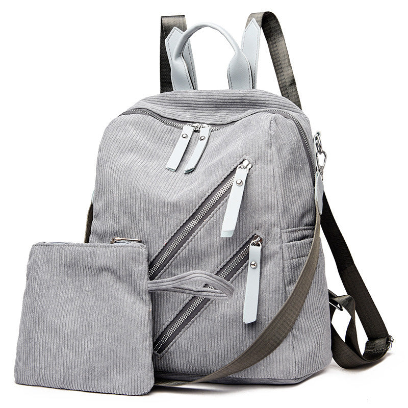 Simple Street Trendy Women’s Backpack – Large Capacity Corduroy Casual Bag for Daily, School & Travel Use