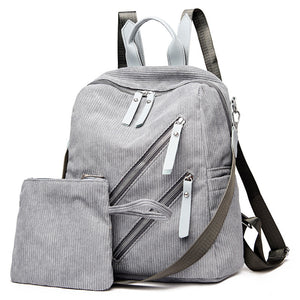 Simple Street Trendy Women’s Backpack – Large Capacity Corduroy Casual Bag for Daily, School & Travel Use