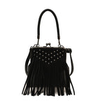 Tassel Retro Rivet Shoulder Messenger Bag for Women – Soft PU Leather Crossbody Handbag