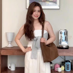 Large Capacity Simple Soft Suede Messenger Bag – High-grade Leather Bucket Shoulder Bag for Daily Use