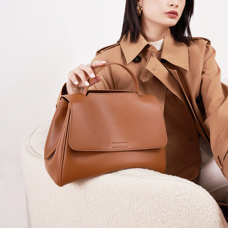 Women’s Genuine Cattlehide Leather Crossbody Shoulder Bag – High Quality Two-Layer Cowhide Tote Handbag