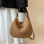 Niche Design Vacation Straw Tote Bag – Women’s Woven Handbag for Beach, Travel, and Summer Outings