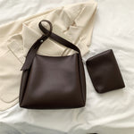 Women’s Large Shoulder Tote Bag – PU Leather Leisure Combination Handbag with Small Pouch, Casual Everyday Bag