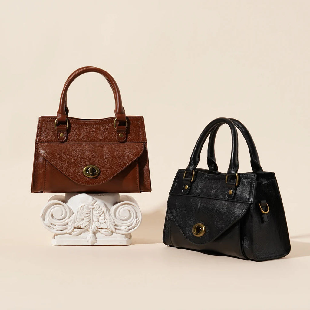 First Layer Leather Women’s Shoulder Crossbody Bag – Genuine Cowhide All-match Solid Color Casual Tote