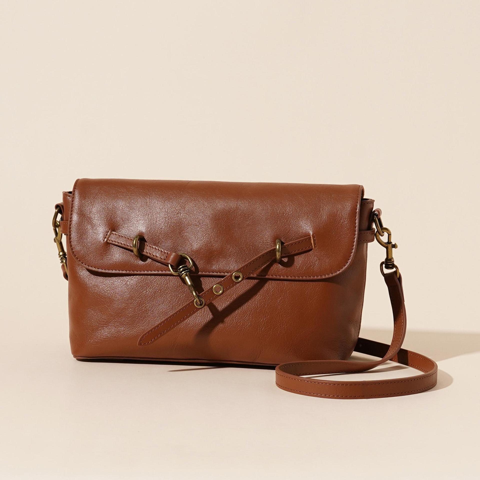 Leather Solid Color Large Capacity Shoulder Crossbody Bag – Genuine Cowhide Soft Everyday Tote